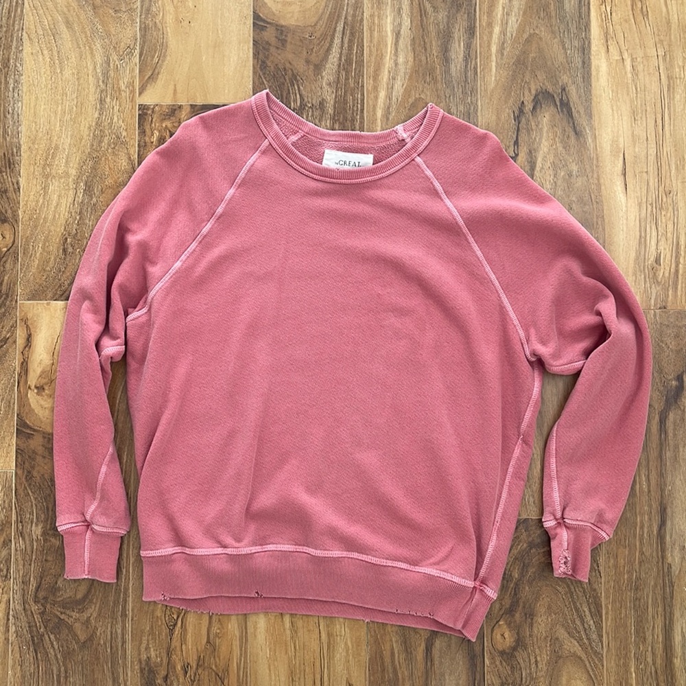 THE GREAT. Vintage Tattered Pullover // Soft Pink //Size 0